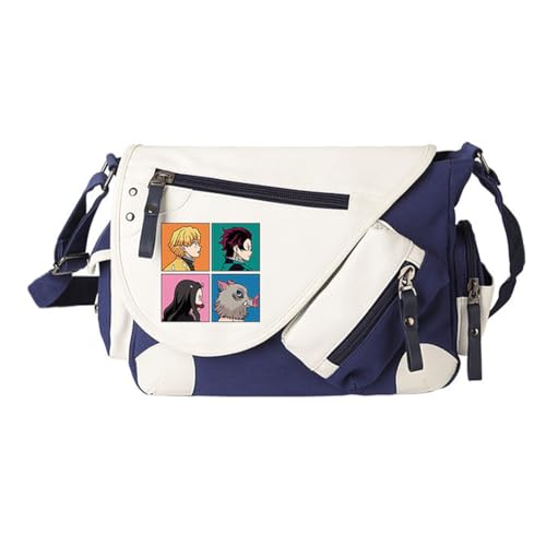 Kimetsu no Yaiba Crossbody Bag Anime Kochou Shinobu Rucksack Kamado Nezuko/Agatsuma Zen'itsu Figur Cartoon Schwarz Umhängetasche für Mädchen Comic Cosplay Anime Merch Geschenke, Typ 17, 32*11*26CM von Jiumaocleu