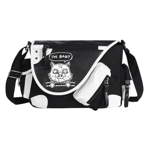 Kimetsu no Yaiba Crossbody Bag Anime Kochou Shinobu Rucksack Kamado Nezuko/Agatsuma Zen'itsu Figur Cartoon Schwarz Umhängetasche für Mädchen Comic Cosplay Anime Merch Geschenke, Typ 5, 32*11*26CM von Jiumaocleu