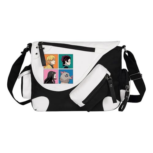 Kimetsu no Yaiba Crossbody Bag Anime Kochou Shinobu Rucksack Kamado Nezuko/Agatsuma Zen'itsu Figur Cartoon Schwarz Umhängetasche für Mädchen Comic Cosplay Anime Merch Geschenke, Typ 7, 32*11*26CM von Jiumaocleu
