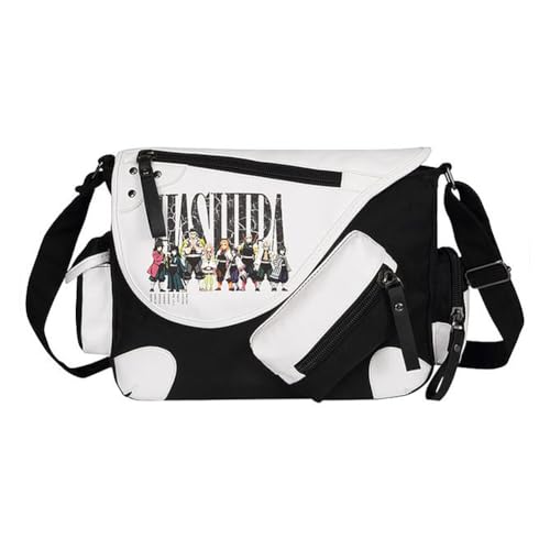 Kimetsu no Yaiba Crossbody Bag Anime Kochou Shinobu Rucksack Kamado Nezuko/Agatsuma Zen'itsu Figur Cartoon Schwarz Umhängetasche für Mädchen Comic Cosplay Anime Merch Geschenke, Typ 9, 32*11*26CM von Jiumaocleu
