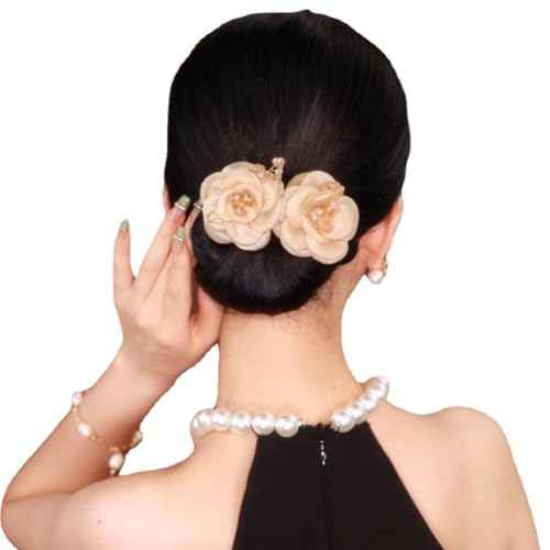 Elegante Damen-Haarspange mit Blume, flexibles Styling, Lockenwickler, Blumenmädchen-Werkzeug, V0N2, Doppelfrisur, Hea-Haar von Jkapagzy