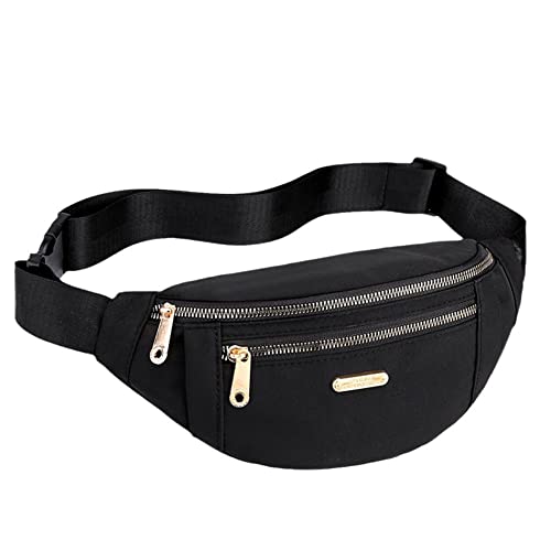 Hüfttasche Frauen Drei Reißverschluss Tasche Mode Männer Brust Unisex Geldbörse Damen Taille Bauch Handtasche V4C3 Pack Taschen Pack Fanny, Schwarz von Jkapagzy