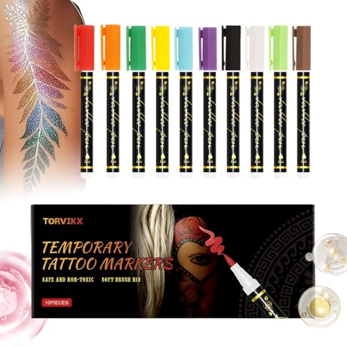 Hautmalstifte - Hautfreundliche 10 Farben Langhaltende Gesichtsfarbe | Cosplay Haut Marker - Für Kinder Erwachsene Geburtstag Party Cosplay Festival Makeup Rollenspiel Veranstaltung von Jkioump