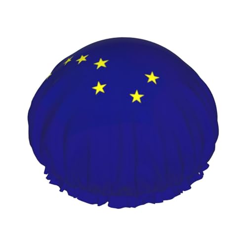 Alaska Bundesstaatsflagge, vielseitiger Duschhut für Damen und Herren, wiederverwendbar, leicht, weich, Badekappe Alaska Bundesstaatsflagge, vielseitiger Duschhut für Damen und Herren, wiederverwendbar, leicht, weich, Badekappe von Jkkghll