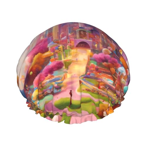 Candy Land Print Vielseitiger Duschhut für Damen und Herren, wiederverwendbar, leicht, weich, Badekappe Candy Land Print Vielseitiger Duschhut für Damen und Herren, wiederverwendbar, leicht, weich, Badekappe von Jkkghll