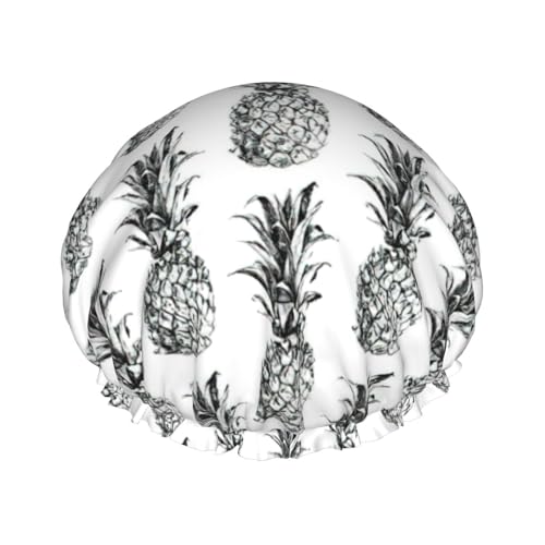 Duschhut mit tropischem Ananas-Motiv, vielseitiger Duschhut für Damen und Herren, wiederverwendbar, leicht, weich, Badekappe Duschhut mit tropischem Ananas-Motiv, vielseitiger Duschhut für Damen und Herren, wiederverwendbar, leicht, weich, Badekappe von Jkkghll