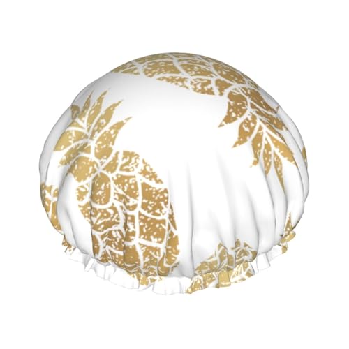 Goldener Ananas-Hintergrund, vielseitiger Duschhut für Damen und Herren, wiederverwendbar, leicht, weich, Badekappe Goldener Ananas-Hintergrund, vielseitiger Duschhut für Damen und Herren, wiederverwendbar, leicht, weich, Badekappe von Jkkghll