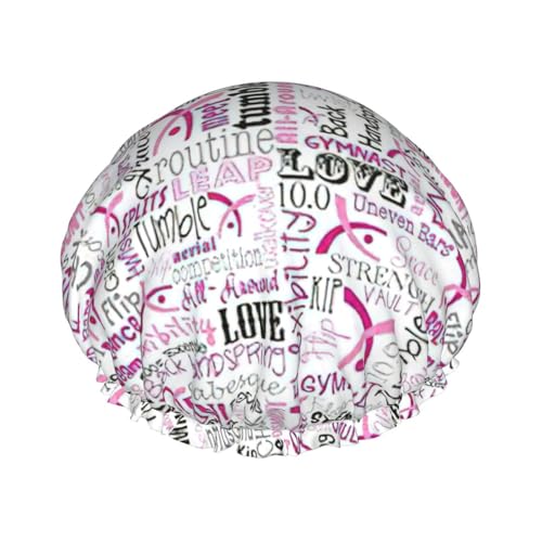 Gymnastik-Duschhut mit rosa Druck, vielseitig, für Damen und Herren, wiederverwendbar, leicht, weich, Badekappe von Jkkghll
