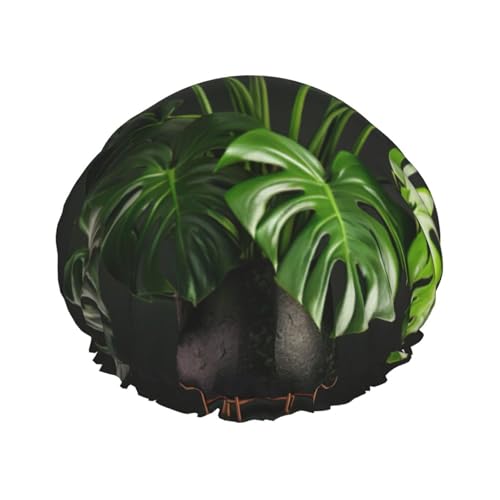 Monstera Deliciosa Bananen-Palmendruck, vielseitiger Duschhut für Damen und Herren, wiederverwendbar, leicht, weich, Badehaube von Jkkghll