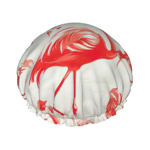 Vielseitiger Duschhut mit Flamingos auf weißem Druck, für Damen und Herren, wiederverwendbar, leicht, weich, Badekappe Vielseitiger Duschhut mit Flamingos auf weißem Druck, für Damen und Herren, wiederverwendbar, leicht, weich, Badekappe von Jkkghll