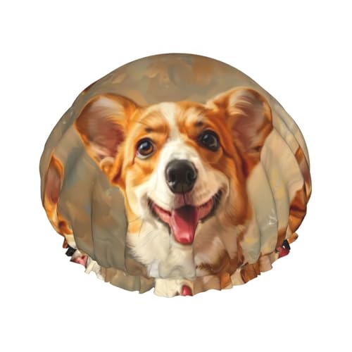 Vielseitiger Duschhut mit niedlichem Corgi-Druck, für Damen und Herren, wiederverwendbar, leicht, weich Vielseitiger Duschhut mit niedlichem Corgi-Druck, für Damen und Herren, wiederverwendbar, leicht, weich von Jkkghll