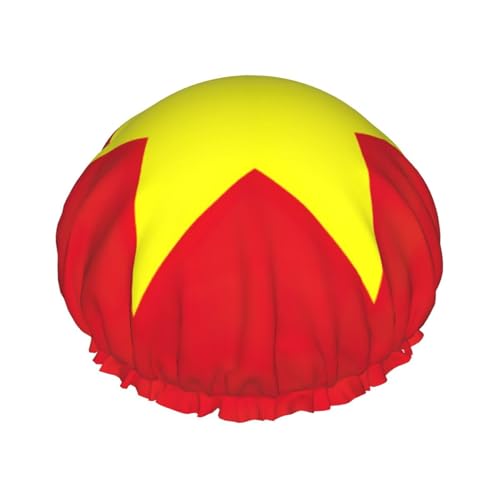 Vietnamesische Flagge, vielseitiger Duschhut für Damen und Herren, wiederverwendbar, leicht, weich, Badekappe von Jkkghll