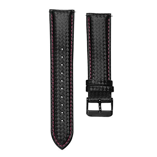 20mm / 22mm Schnellspanner Black Carbon-Faser-Leder-Uhrenarmband Band, Lila, 20mm von Jksdp