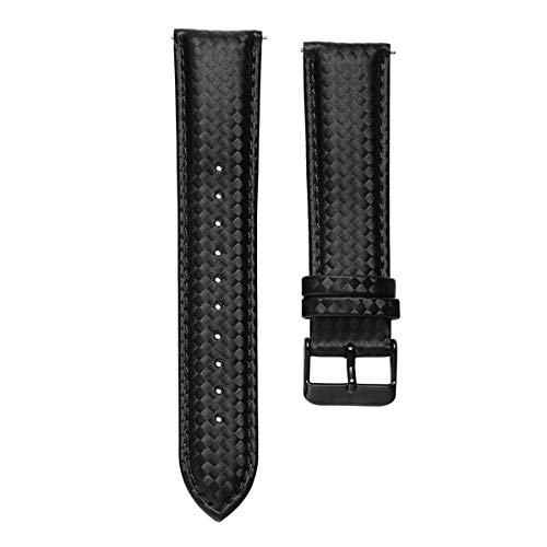 20mm / 22mm Schnellspanner Black Carbon-Faser-Leder-Uhrenarmband-Band, schwarz, 22mm von Jksdp