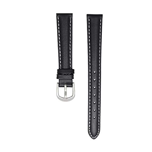 Jksdp Leder-Armband-12mm-20mm-Frauen Armband Plain Armbanduhr Band Kleiner Uhrenarmband Schwarz Weiss Silber,12mm von Jksdp