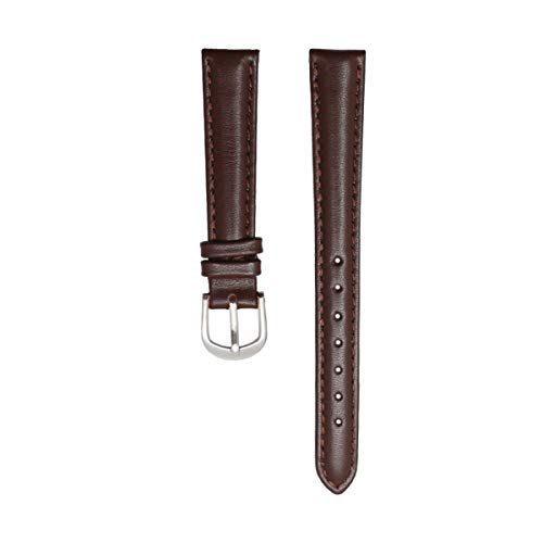 Jksdp Leder-Armband-12mm-20mm-Frauen Armband Plain Armbanduhr Band Kleiner Uhrenarmband braun Silber,14mm von Jksdp