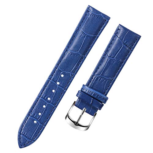 Jksdp Lederband 8/10/12/14/15/16/17/18/19/20 mm Uhr-Gurt-Bügel-Armbanduhr-Band, Blau, 18mm von Jksdp