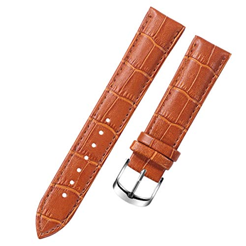 Jksdp Lederband 8/10/12/14/15/16/17/18/19/20 mm Uhr-Gurt-Bügel-Armbanduhr-Band, Hellbraun, 14mm von Jksdp