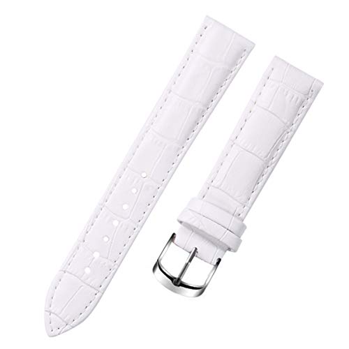 Jksdp Lederband 8/10/12/14/15/16/17/18/19/20 mm Uhr-Gurt-Bügel-Armbanduhr-Band, weiß, 14mm von Jksdp
