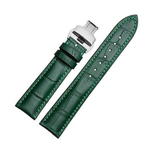 Kalbsleder-Uhrenarmband Grün Flexible haltbarer Breath Strap18 / 20 / 22mm, Silber Verschluss, 12mm von Jksdp