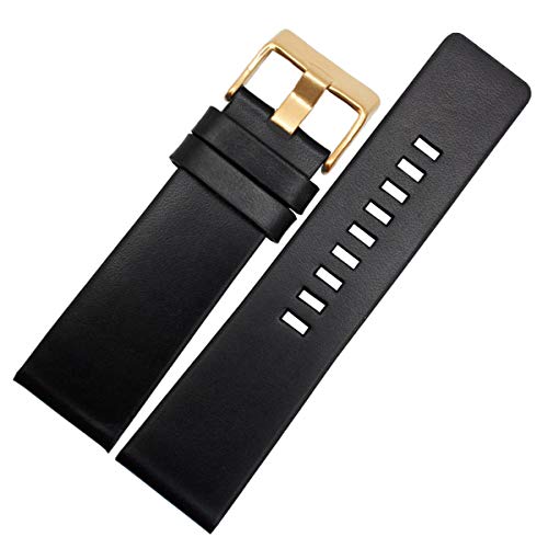 Lederband 22-30mm-Leder-Armband-Uhrenarmband-Uhrenarmband-Uhren Zubehör Black Gold Buckle,26mm von Jksdp