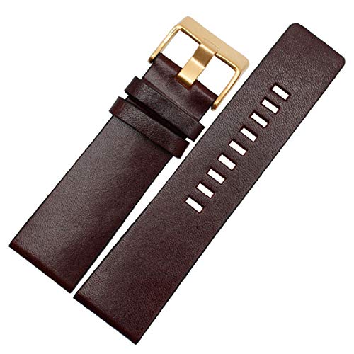 Lederband 22-30mm-Leder-Armband-Uhrenarmband-Uhrenarmband-Uhren Zubehör Dunkel Braun Gold,22mm von Jksdp