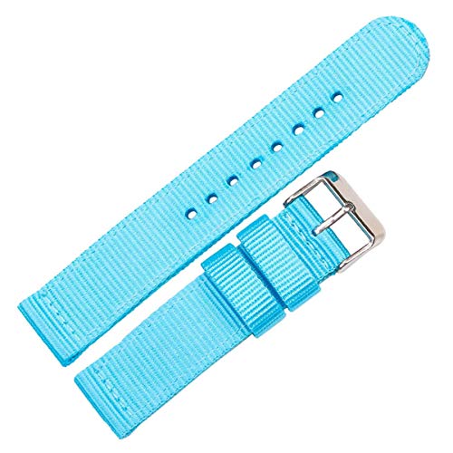 Jksdp Nylon Canvas Uhrenarmbänder Damen Herren Sport-Bügel-Armband 18mm 20mm 22mm 24mm Uhren Zubehör Schnellspanner Hellblau,20mm von Jksdp