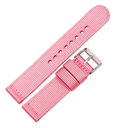 Jksdp Nylon Canvas Uhrenarmbänder Damen Herren Sport-Bügel-Armband 18mm 20mm 22mm 24mm Uhren Zubehör Schnellspanner Rosa,18mm von Jksdp