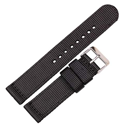 Jksdp Nylon Canvas Uhrenarmbänder Damen Herren Sport-Bügel-Armband 18mm 20mm 22mm 24mm Uhren Zubehör Schnellspanner Schwarz,20mm von Jksdp