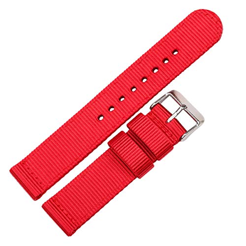 Jksdp Nylon Canvas Uhrenarmbänder Damen Herren Sport-Bügel-Armband 18mm 20mm 22mm 24mm Uhren Zubehör Schnellspanner rot,18mm von Jksdp