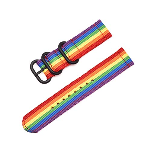 Nylon Uhrenarmband 18mm 20mm 22mm 24mm Ring Buckle Strap Quick Release ersetzen Armband Rainbow B,20mm von Jksdp