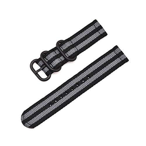 Nylon Uhrenarmband 18mm 20mm 22mm 24mm Ring Buckle Strap Quick Release ersetzen Armband Schwarz Grau B,18mm von Jksdp