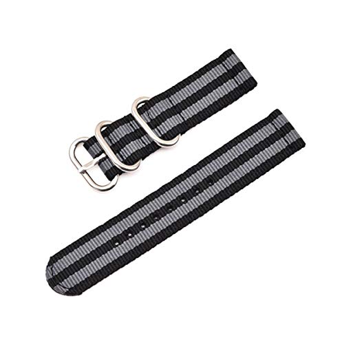 Nylon Uhrenarmband 18mm 20mm 22mm 24mm Ring Buckle Strap Quick Release ersetzen Armband Schwarz Grau S,18mm von Jksdp