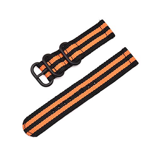 Nylon Uhrenarmband 18mm 20mm 22mm 24mm Ring Buckle Strap Quick Release ersetzen Armband Schwarz Orange B,18mm von Jksdp