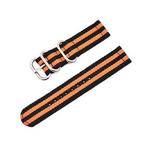 Nylon Uhrenarmband 18mm 20mm 22mm 24mm Ring Buckle Strap Quick Release ersetzen Armband Schwarz Orange S,20mm von Jksdp