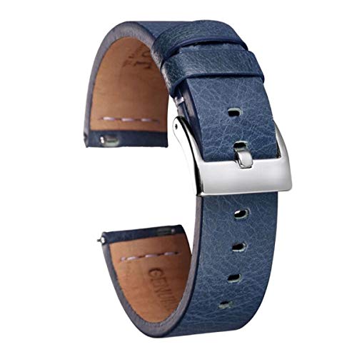 Jksdp Quick Release Leder Uhrenarmbänder Handgefertigte Vintage-Leder-Uhrenarmband 18mm 20mm 22mm Blau,20mm von Jksdp