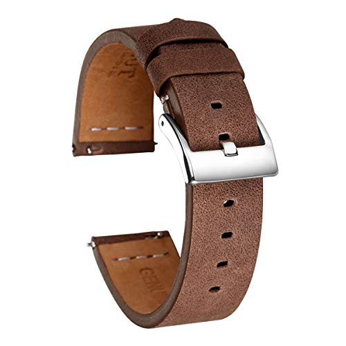 Jksdp Quick Release Leder Uhrenarmbänder Handgefertigte Vintage-Leder-Uhrenarmband 18mm 20mm 22mm Braun,18mm von Jksdp