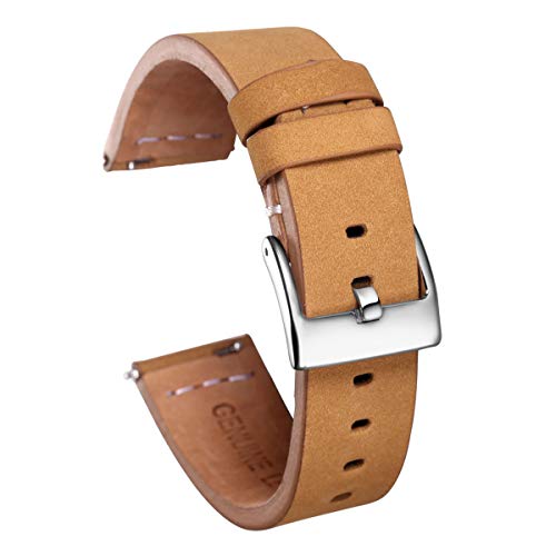 Jksdp Quick Release Leder Uhrenarmbänder Handgefertigte Vintage-Leder-Uhrenarmband 18mm 20mm 22mm Gelb Braun,18mm von HommomH