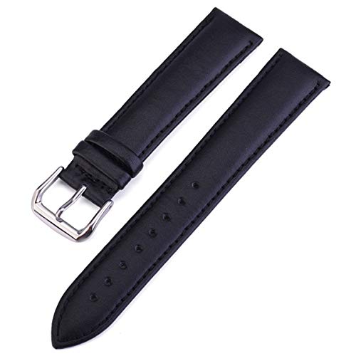 Uhrenarmband Leder 18 mm 20 mm 22 mm 24 mm Edelstahl-Wölbung Männer Frauen ersetzen Band Gürtel Uhren Zubehör, schwarz, 20mm von Jksdp