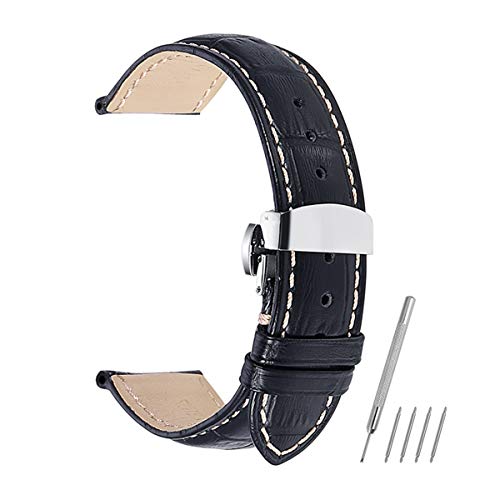Jksdp Uhrenzubehör 14-18mm 19mm 20mm 21mm 22mm 24mm Leder Uhrenarmband-Bügel Black Tan Thema,14mm von HommomH