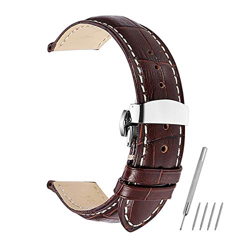 Jksdp Uhrenzubehör 14-18mm 19mm 20mm 21mm 22mm 24mm Leder Uhrenarmband-Bügel Brown Tan Thema,14mm von Jksdp