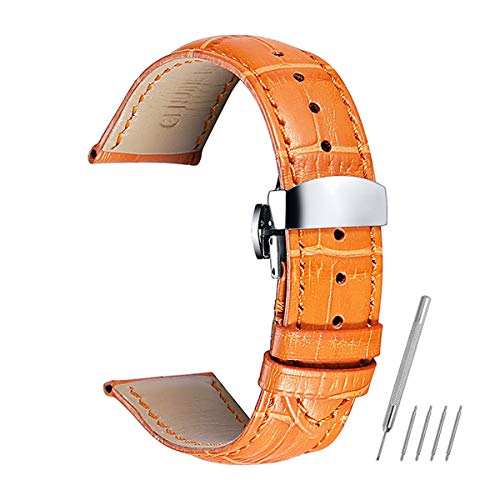 HommomH Uhrenzubehör 14-18mm 19mm 20mm 21mm 22mm 24mm Leder Uhrenarmband-Bügel Orange,24mm HommomH Uhrenzubehör 14-18mm 19mm 20mm 21mm 22mm 24mm Leder Uhrenarmband-Bügel Orange,24mm von HommomH
