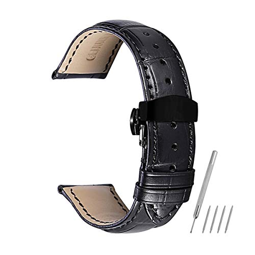 HommomH Uhrenzubehör 14-18mm 19mm 20mm 21mm 22mm 24mm Leder Uhrenarmband-Bügel Schwarz Schwarz D,19mm von HommomH