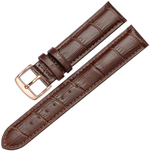 Jksdp Universelle Ersatz Uhrenarmband Leder Lederband für Männer Frauen 12mm 14mm 16mm 18mm 19mm 20mm 21mm 22mm Uhrenarmband, Brown Rosegold, 12mm von Jksdp