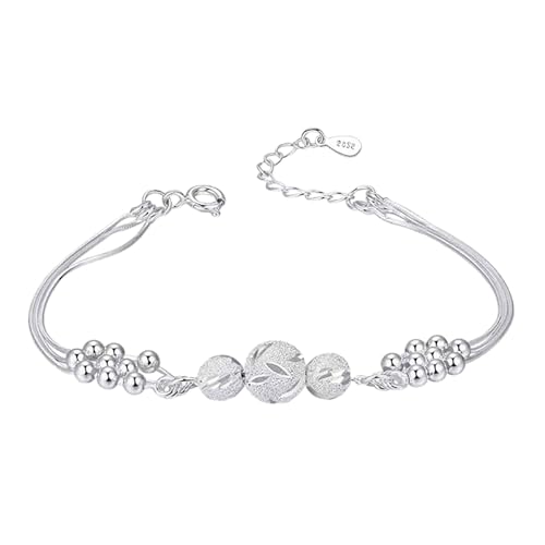 JkyKnowo Armbänder für Frauen Silber Armband Stern Armband Damen mit Perlen Verstellbare Layered Armband Valentinstag Armband Damen Freundschaftsarmbänder (B) von JkyKnowo