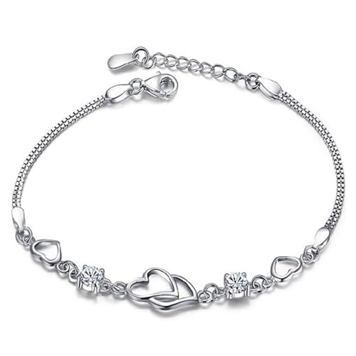 JkyKnowo Armbänder für Frauen Silber Armband Stern Armband Damen mit Perlen Verstellbare Layered Armband Valentinstag Armband Damen Freundschaftsarmbänder (D) von JkyKnowo