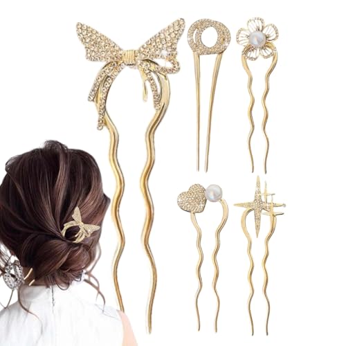 5 Stück U-förmige Haarspangen Braut Haar Seitenkamm U-förmiger Kamm Zähne Haarnadel Metall Haarschmuck Vintage Haargabel Clips für Frauen und Mädchen von Jlkegfdf