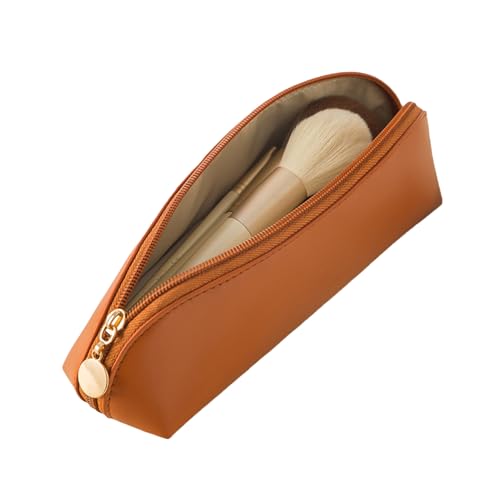 Jlkegfdf Kleine Make-up-Tasche – Aufbewahrungs-Kosmetikkoffer tragbar – multifunktionale PU-Reise-Kulturbeutel, große Kapazität, Make-up-Pinsel-Organizer für den täglichen Gebrauch, Mokkabraun von Jlkegfdf