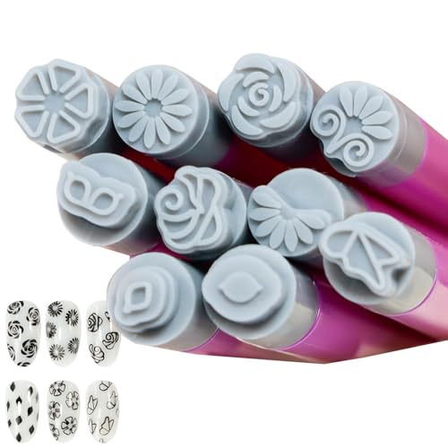 Jlkegfdf Nageldesign Stempel - Nagelstempel Set 10 Muster | Professionelles Maniküre Nagelstempelwerkzeug Set für Zuhause Salon Frauen Mädchen von Jlkegfdf