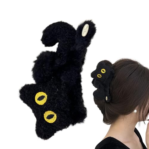 Plüsch Katzen Muster Klaue Clip Haarspangen Cartoon Banane Clips Rutschfest Starker Halt Niedliche Schwarze Katze Plüsch Haar Für Frauen Und Mädchen von Jlkegfdf